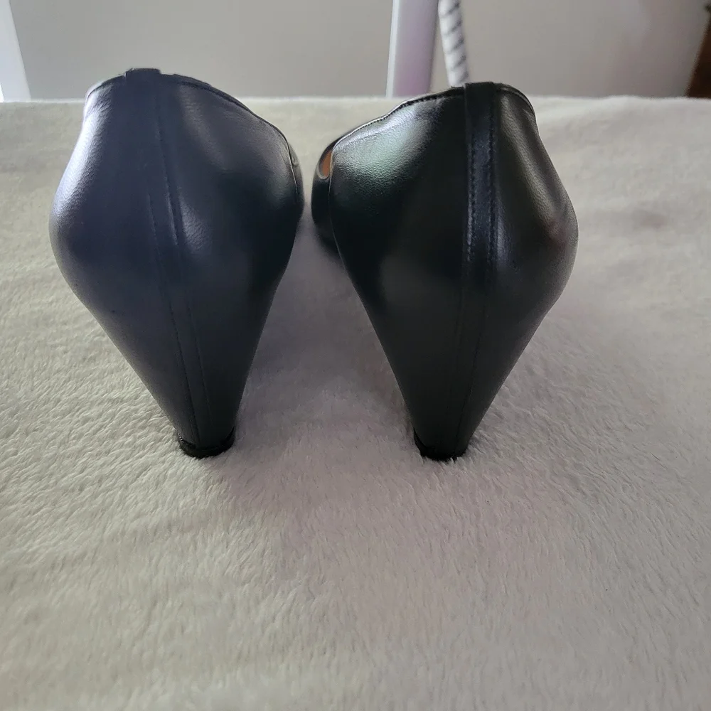 Christian Louboutin Black Leather Wedge Pumps